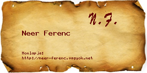 Neer Ferenc névjegykártya